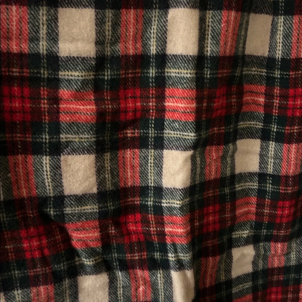J. Crew wool blend plaid scarf red white blue green